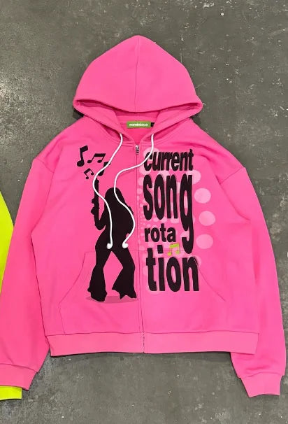 2025 Women Y2K Hip Hop Zip-Up Hoodie Harajuku Style