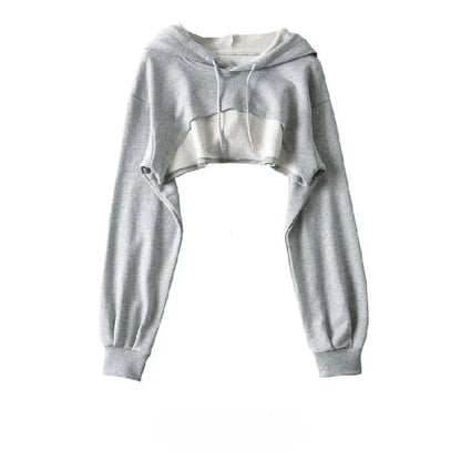 Female Hoodie Personality Irregular Crop Ultra Short Style Long Sleeve