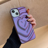 Luxuriöse galvanisierte silberne Herz-Wasser-Ripple-Telefonhülle für iPhone aus weichem Silikon
