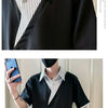 Fashion Patchwork Striped Short Sleeve Shirt Men Trendy