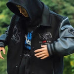 Herbst Y2K Retro Trend Lederjacke Heavy Industry Stickerei Mäntel