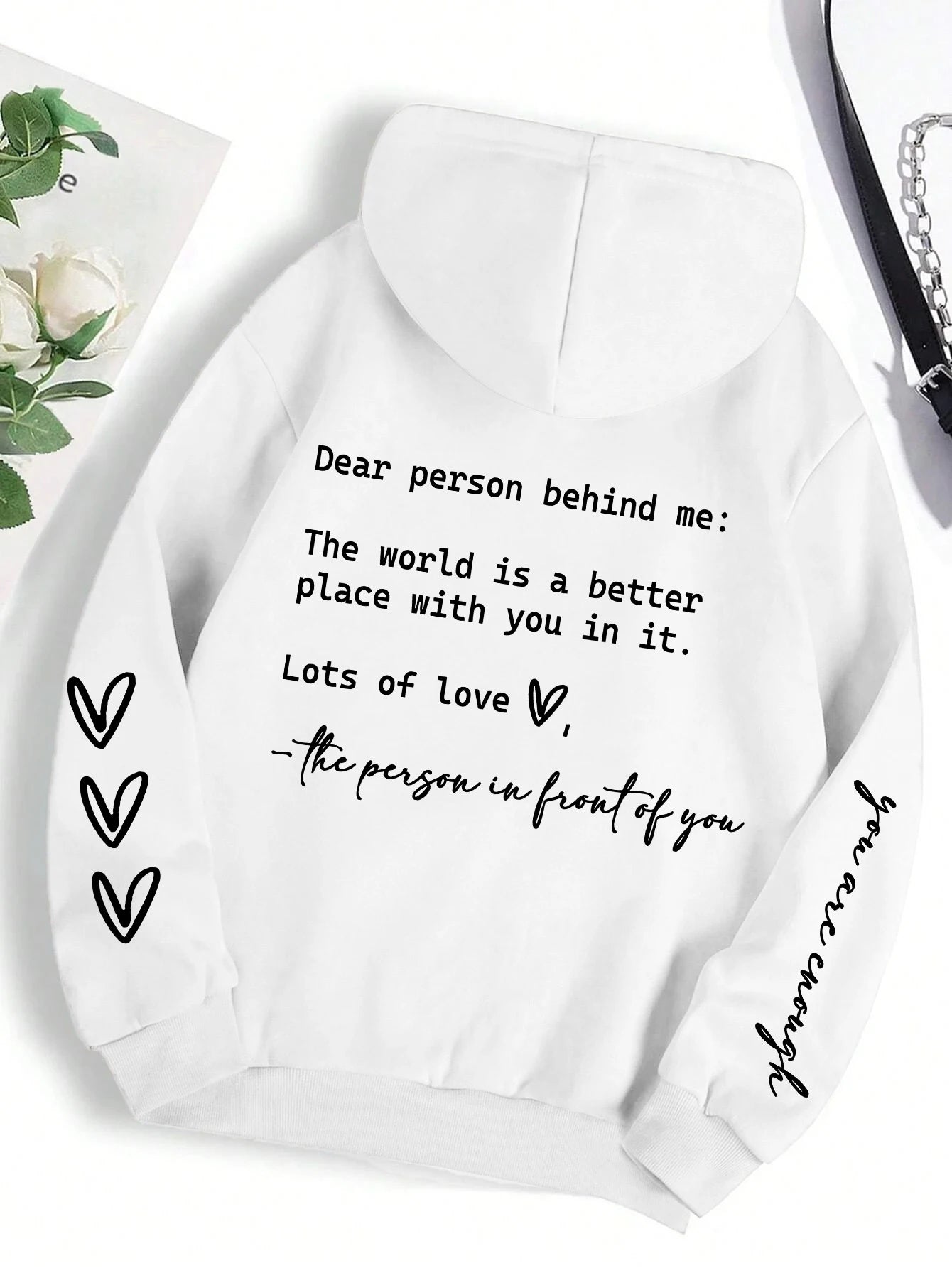 Dear Person Behind Me Hoodie Women Fleece Graphic Print Casual Top