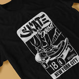 Skate Board City T Shirt for Men Funny T-Shirt O Neck Skating Board Tees