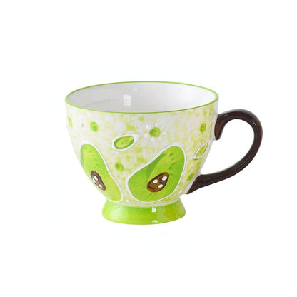 Cute Hand-painted Embossed Ceramic Breakfast-mug Creative Mug and Cute Oatmeal -cup