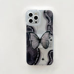 Stand Holder Soft Cover Ins Black Butterfly Bracket Case for iPhone Cute Girl Women