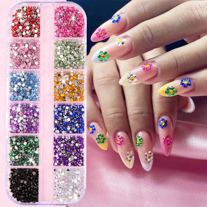Pink Mixed Nail Rhinestone