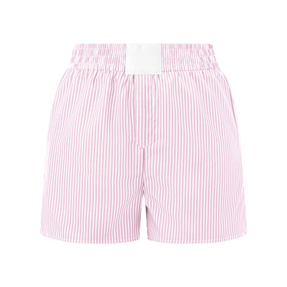 Women's Casual Shorts Stripe High Elastic Waist Loose Short Pants Summer