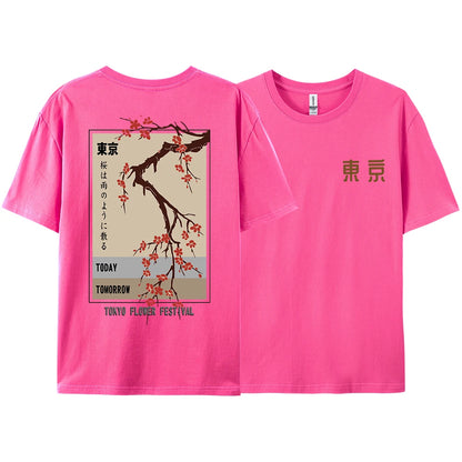Today Tomorrow Tokyo Flower Festival T Shirt Unisex Fashion O-Neck