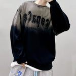 Streetwear Letter Embroidery Gradient Crew Neck Sweatshirt Oversized Pullover  Tops