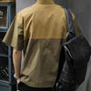 Mens Cargo Pocket Polo Shirt Half Zip Patchwork Casual Tee 2026