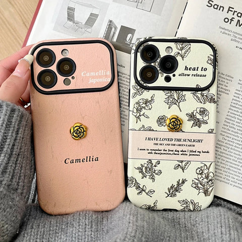 Luxuriöse Handyhüllen aus PU-Leder mit großem Fenster und Blumenmuster für das iPhone