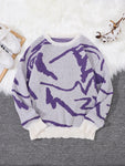 Men Graffiti Pattern Knitted Pullover Sweater