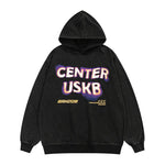 Women Center Uskb Letter Print Hoodie Oversize Casual Pullover