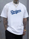 Mens Dodgers T Shirt Blue Script Logo Baseball Heritage Team Pride