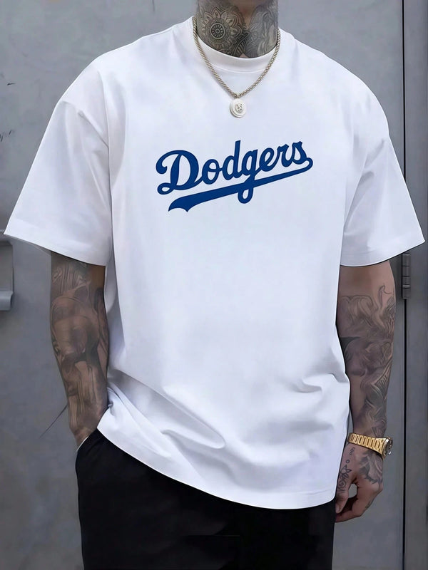Mens Dodgers T Shirt Blue Script Logo Baseball Heritage Team Pride