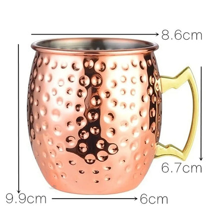 1 Stück 550 ml 18 Unzen Moscow Mule Becher Edelstahl gehämmert Kupfer plattiert Bier