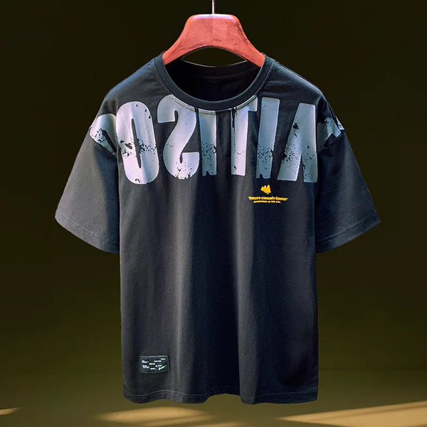 Mens Oversized Graphic Tee Breathable Cotton T Shirt Casual