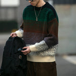 Winter Vintage Sweater Men Streetwear Gradient Harajuku Knitwear