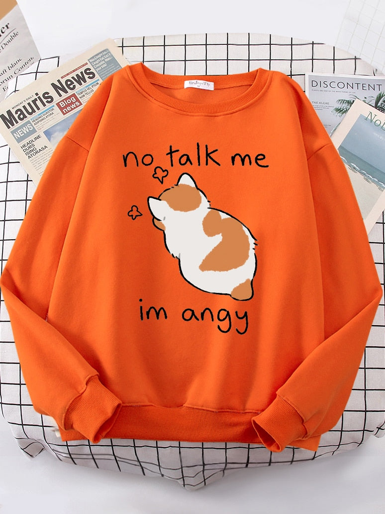 Frauen Sweatshirts Harajuku süße Angy Katze