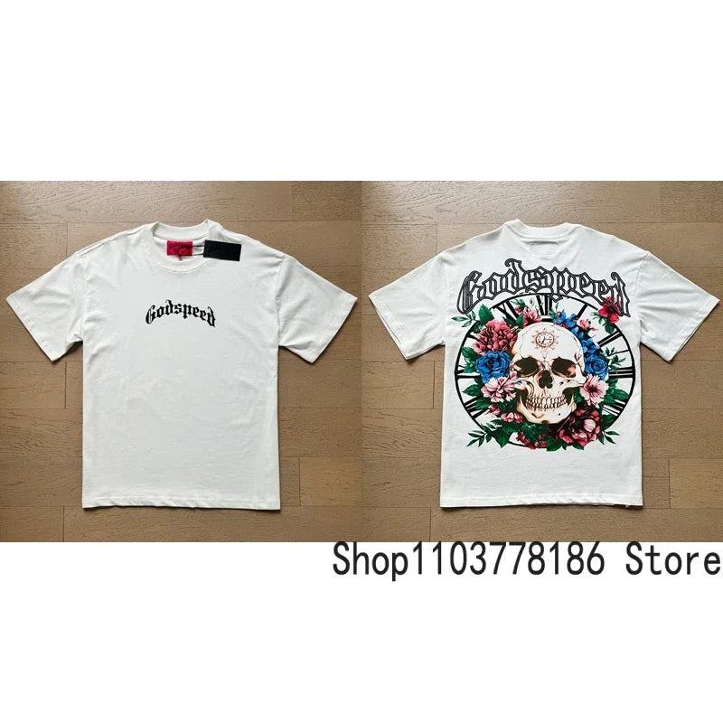 White Godspeed Tee Unisex Classic Holiday Scenery Print T-Shirt