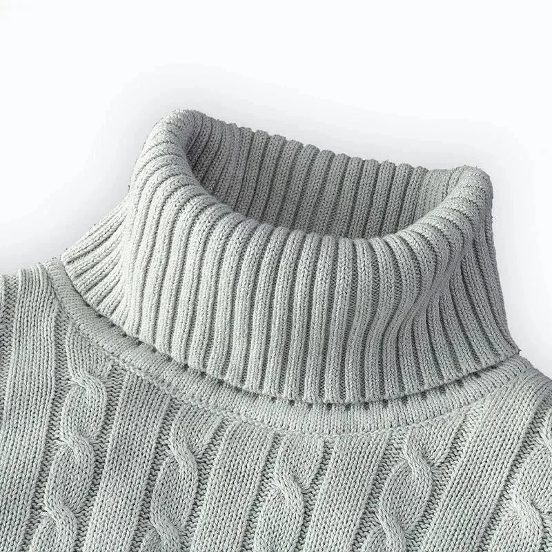 Mens Ribbed Turtleneck Sweater Slim Fit Knit Pullover Lightweight