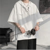 Hooded Tshirt Men Drawstring Short Sleeve Korean Streetwear