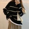 Womens Striped Knit Sweater O Neck Long Sleeve Pullover Top