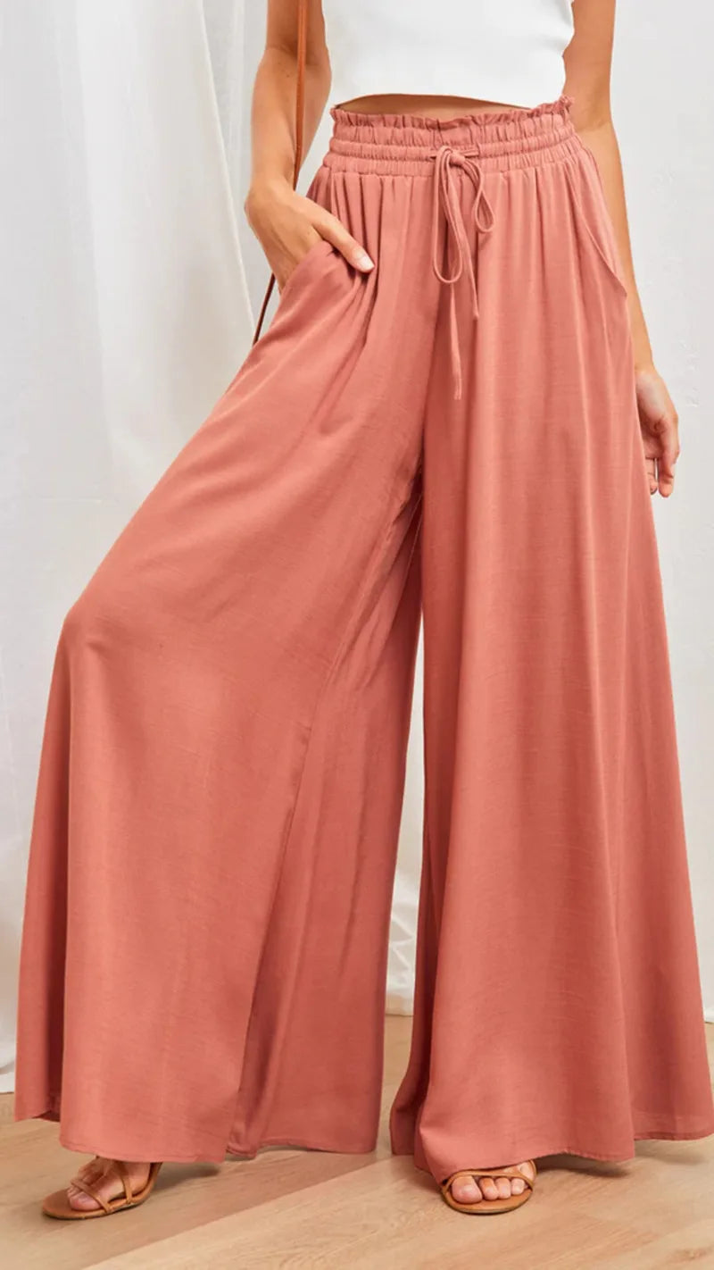 Woman Trousers autumn/winter wide-legged Pants Tall Waist Drawstring