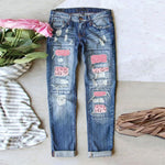 Women's Wide Leg Jeans with Ripped Hole