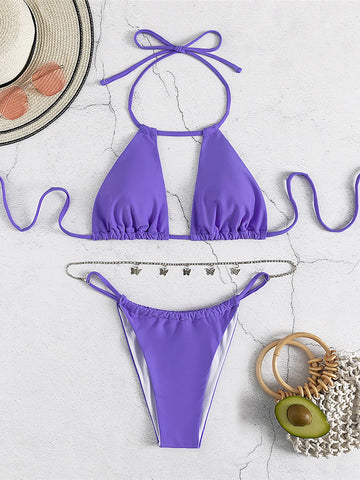 High Cut Bikini für Damen: Bademode mit Schmetterlings-Strasskette