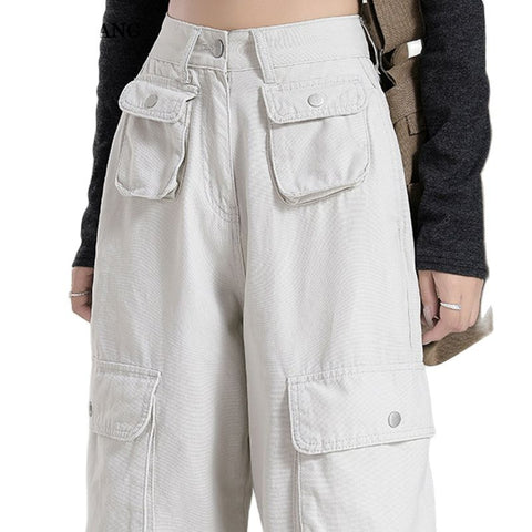 New Y2K Fashion Cargo Pants with High Waist and Women's Side Pocket