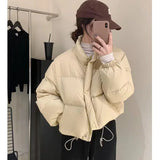 Women Cropped Cotton Padded Puffer Jacket Plus Size