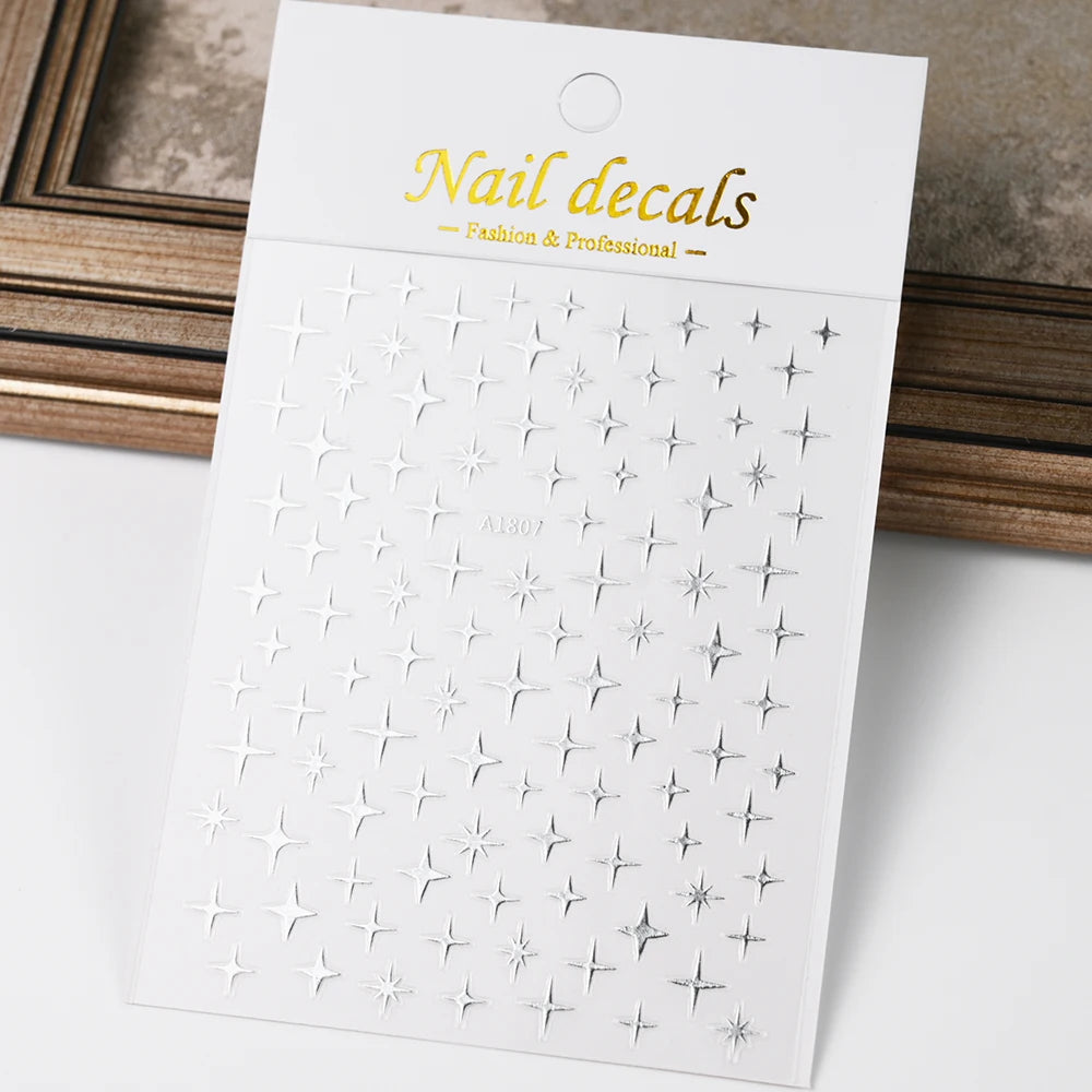 3D Gold Heart Nail Art Stickers