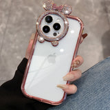 Diamond Bear Ear Case for iPhone Transparent Silicone Soft Cover