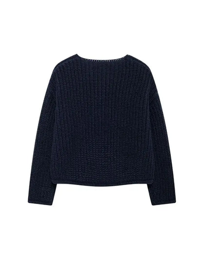 Women's Knit Cardigan Sweater - Gold Buttons & Patch Pockets