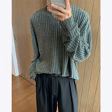 Autumn Men Oversized Striped T Shirt Streetwear