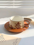 Retro Kaffeetasse Nische Aprikose Kaffee Latte Tasse Und Teller Set Nachmittag