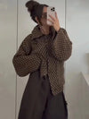 Womens Brown Cardigan Sweater Coat Oversized Button Knit Fall Long