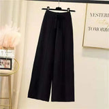 Knitted pants women spring and autumn high waist elastic