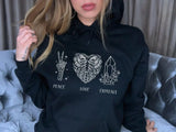 Peace Love Crystals Hoodie Women Pullover