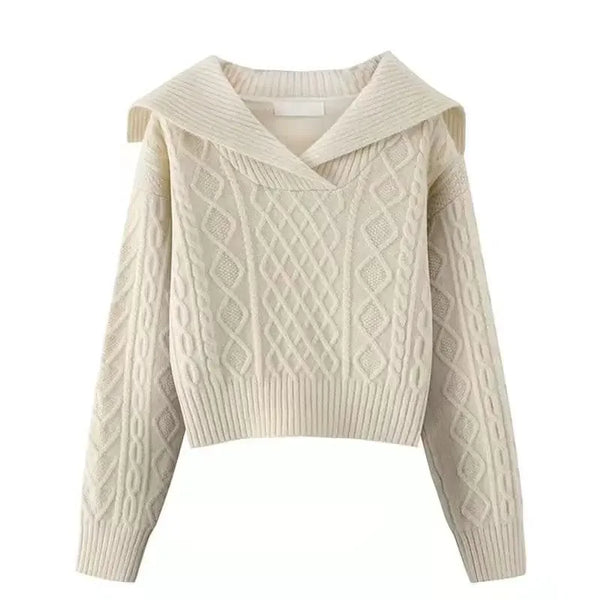 Peter Pan Collar Sweater Women Knit Pullover Long Sleeve Soft