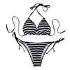 Womens Striped Bikini Set Triangle Top Tie Side Two Piece Swimsuit