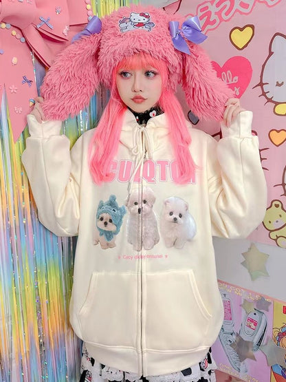 Hoodies Women Kpop Oversized Sweatshirts Cute Cartoon Casual Tops Coat