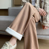 Winter Warm Fleece Wide Leg Pants Women High Waisted Thick