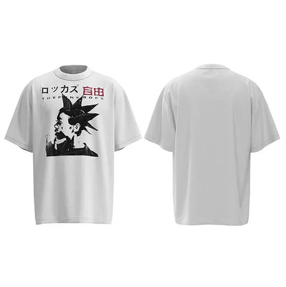 2025 Japanese Kanji Cartoon T-Shirt Men Streetwear