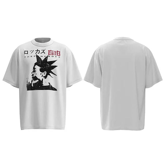 2025 Japanese Kanji Cartoon T-Shirt Men Streetwear