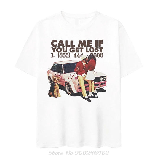 Funny Call Me If You Get Lost T-Shirt Retro Hip Hop Oversized Tee