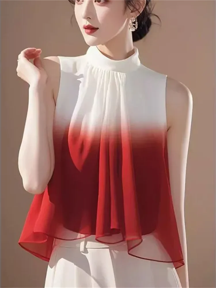 Sleeveless Halter Pleated Blouse – Summer Top for Women