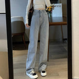 Woman Vintage Wide Leg Jeans Girls High Waist Pants Fashion Denim Trousers