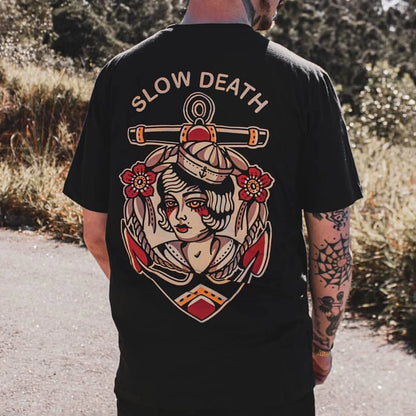 Summer Round Neck Retro T-shirt American Style Chicano